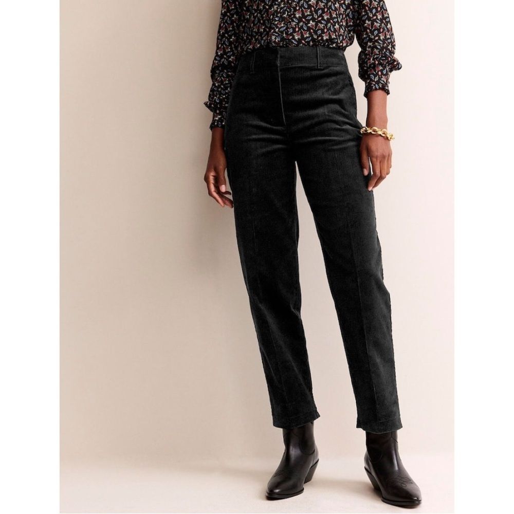 Boden Kew Corduroy Black Trousers NWT Size 2P Elegant Minimalist Office Work